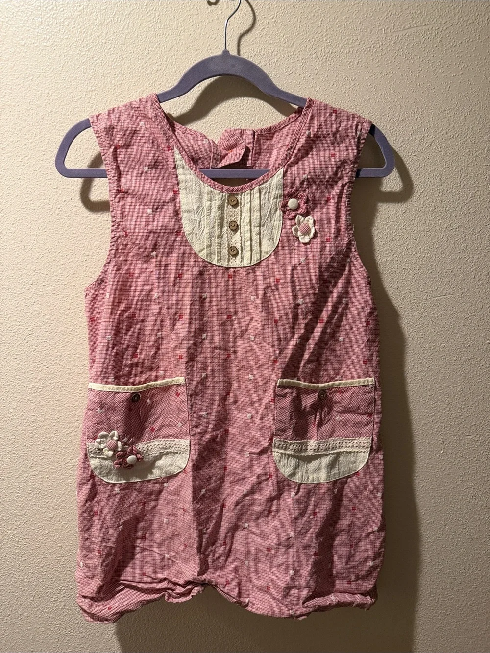 Handmade Girls Pink Sleeveless Overlay Dress